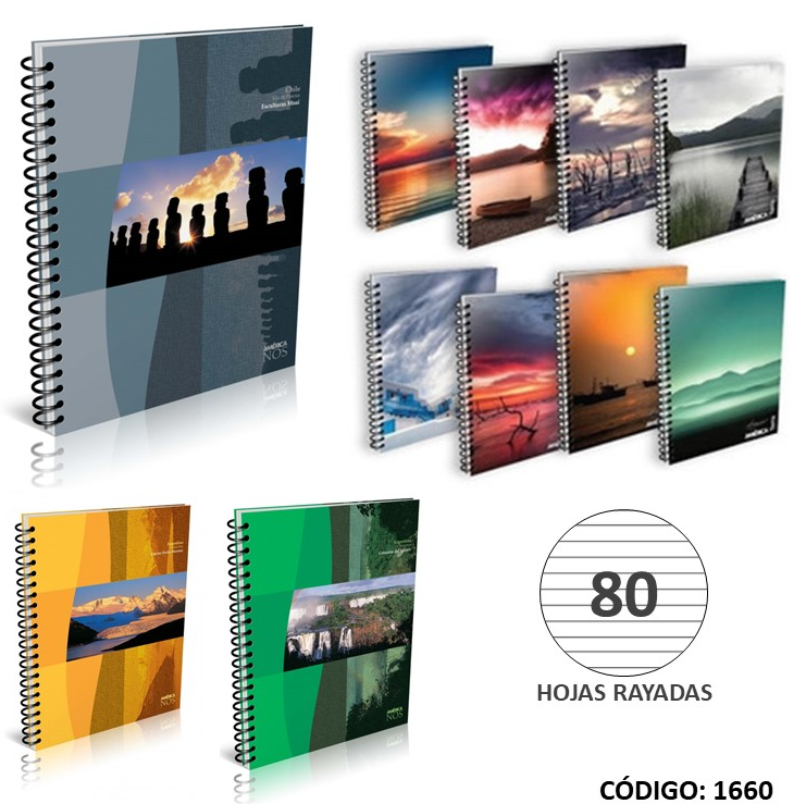 CUADERNO ESPIRAL AMERICA MIS APUNTE RAYADO 80hjs. (L1660)