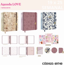[L69740] AGENDA 2027 19X25CM. FW SEMANAL ESPIRALADA LOVE (L69740)