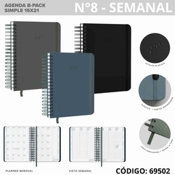 [L69502] AGENDA 2027 FW N8 SEMANAL ESPIRALADA B-PACK SIMPLE (L69502)