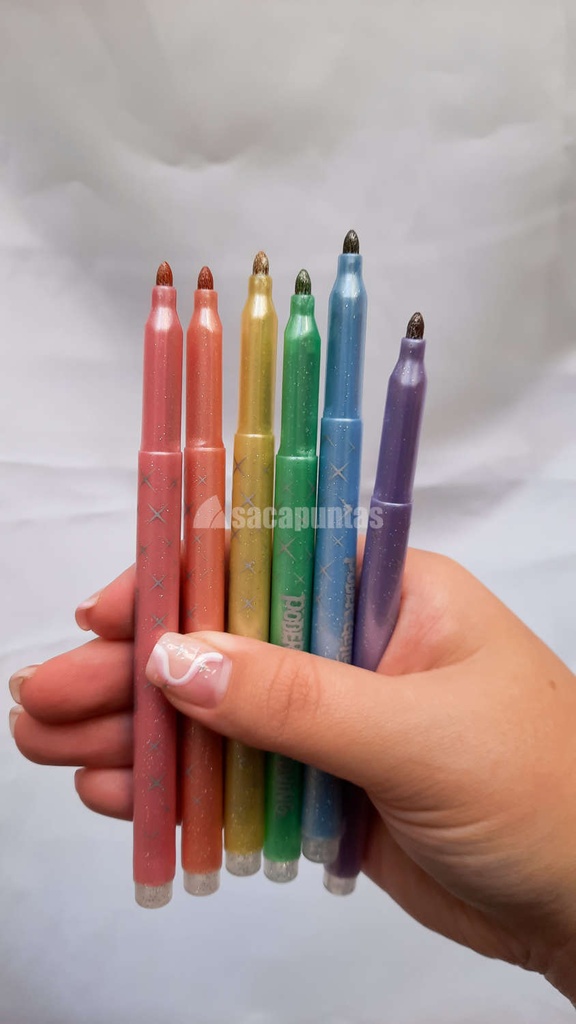 MARCADOR GLITTER PASTEL X6 COLORES