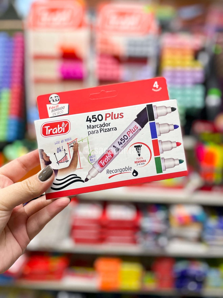 MARCADOR TRABI 450 PIZARRA X4 COLORES CLASICOS