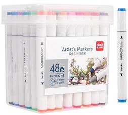 MARCADOR DELI DOBLE PUNTA BOX X48 COLORES (L21393)