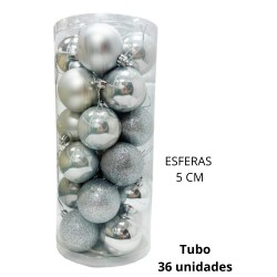 TUBO DE ESFERAS NAVIDEÑAS DE 5cm. 32083