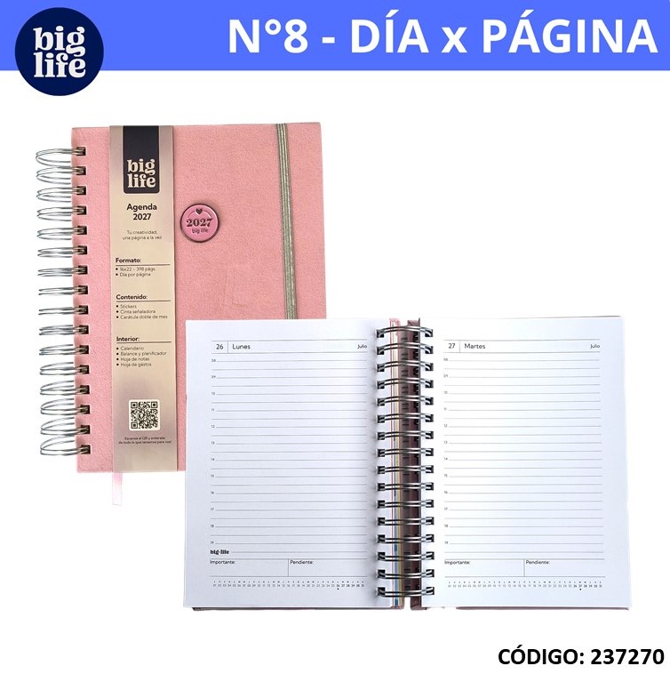 AGENDA 2027 BIG LIFE 16X22 ESPIRALADA DIA POR PAGINA PASTEL  (L237270)