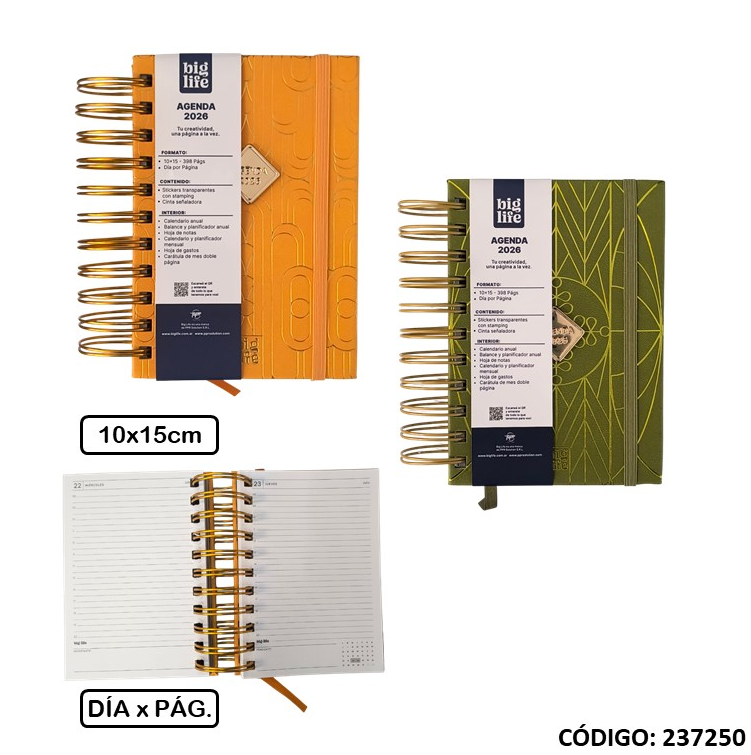 AGENDA 2026 BIG LIFE N6 ESPIRAL DIA POR PAGINA  (L237250)