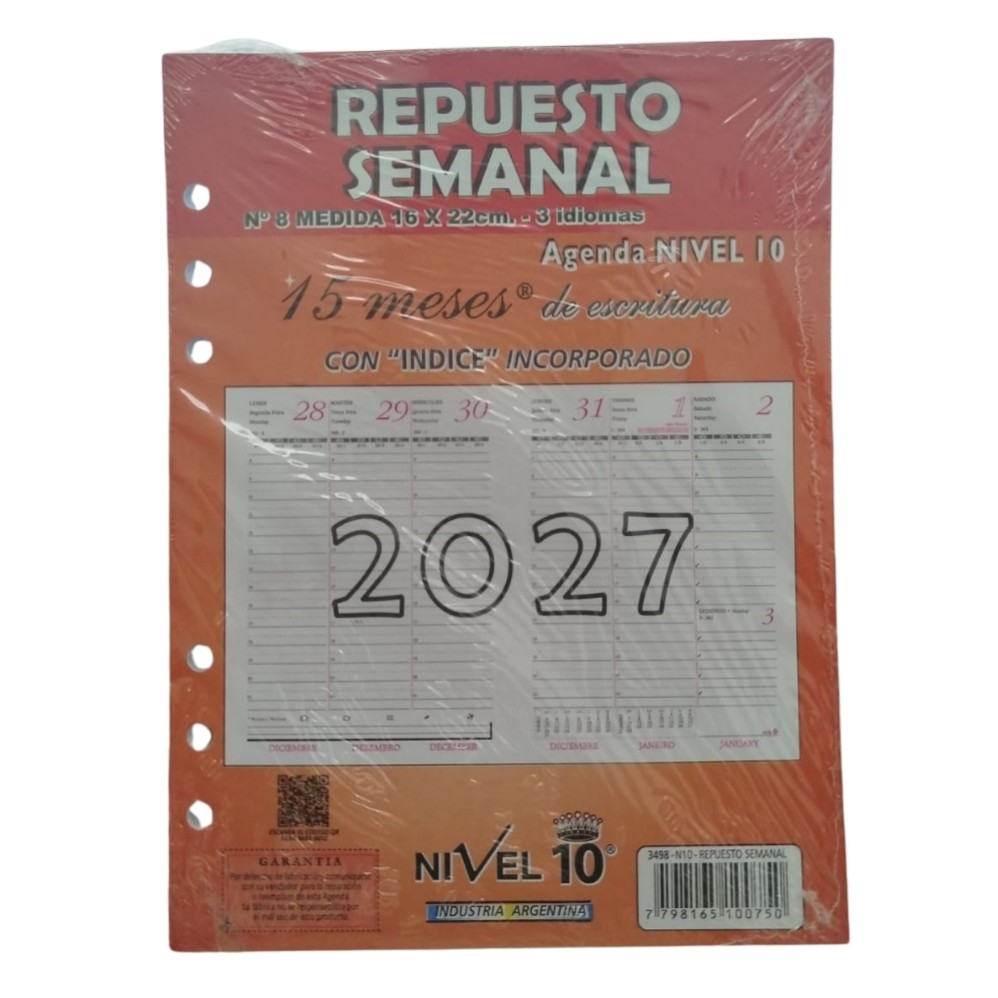 REPUESTO AGENDA 2027 N8 SEMANA A LA VISTA (L2256)