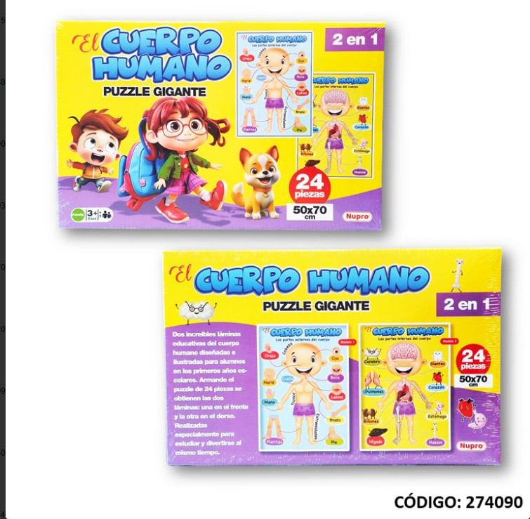 PUZZLE   24 PIEZAS CUERPO HUMANO  2 EN 1 (J274090)
