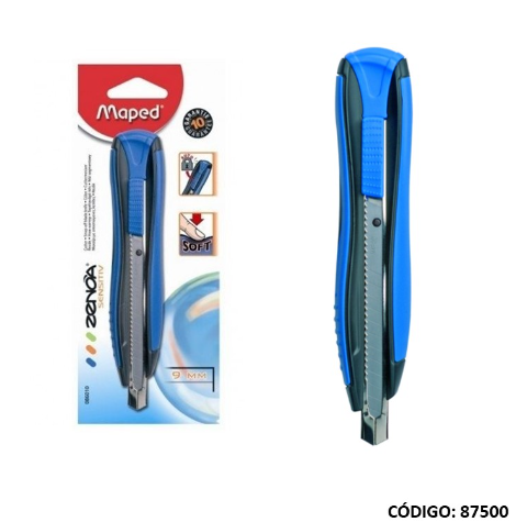 TRINCHETA ESTILETE  9 mm MAPED PLASTICO GUIA METAL (L87500)