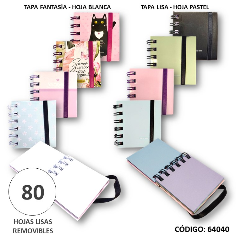 LIBRETA PUNTO CERO HOJAS LISAS REMOVIBLES  (L64040)