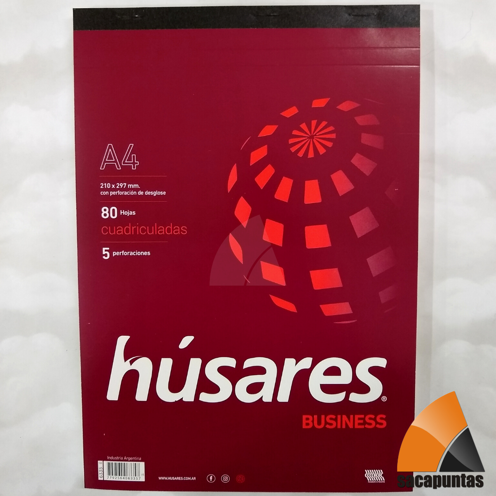 BLOCK A4 HUSARES CUADRICULADO 80hjs. (L110510)