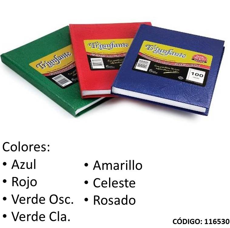 CUADERNO 123 TRIUNFANTE TAPA DURA  RAYADO x100hjs.  (L116530)