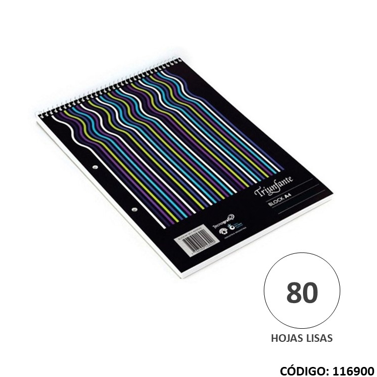 BLOCK A4 TRIUNFANTE CON ESPIRAL  LISO X80hjs. (L116900)