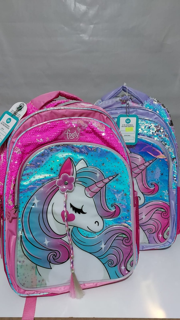 MOCHILA 18&quot; FOOTY UNICORNIO TRENZA CON LUZ ESPALDA(L147170)