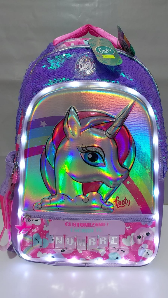 MOCHILA 18&quot; FOOTY UNICORNIO CON LUZ ESPALDA(L147480)