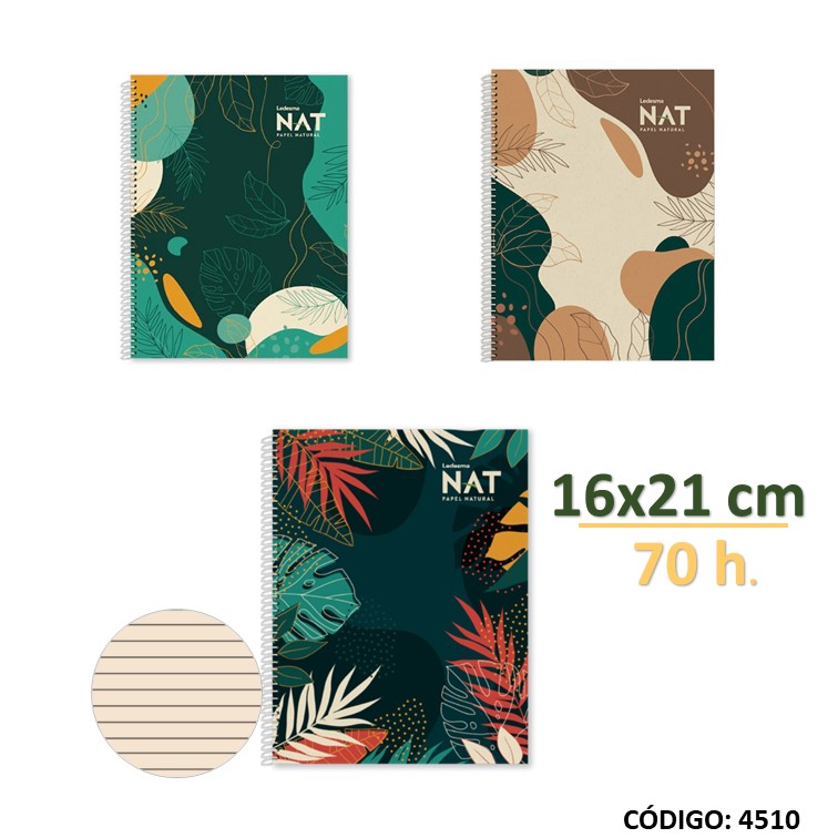 CUADERNO 16x21 EXITO NAT CON ESPIRAL RAYADO  x 70hjs. (L4510)