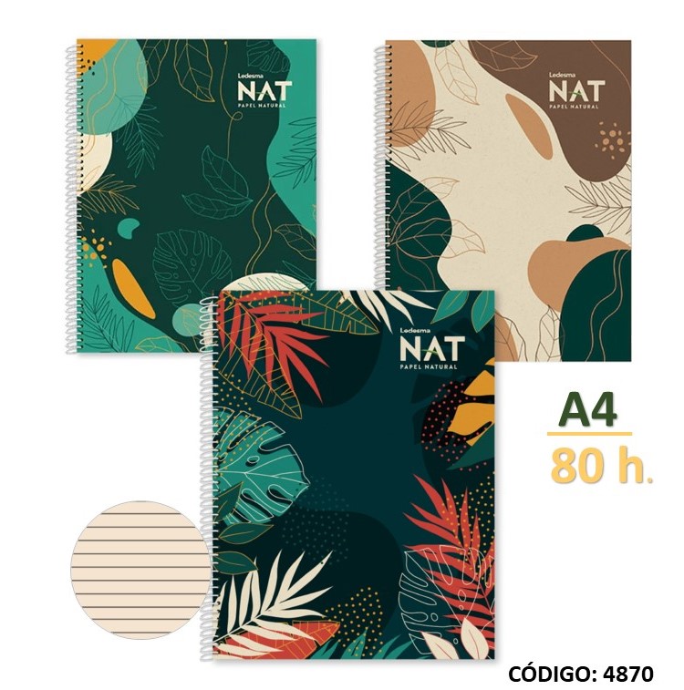 CUADERNO A4 LEDESMA NAT RAYADO  x80hjs. (L4870)