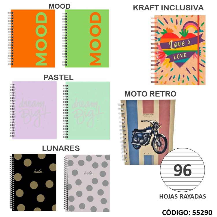 CUADERNO A4 TAPA DURA ONIX RAYADO X96hjs. (L55290)