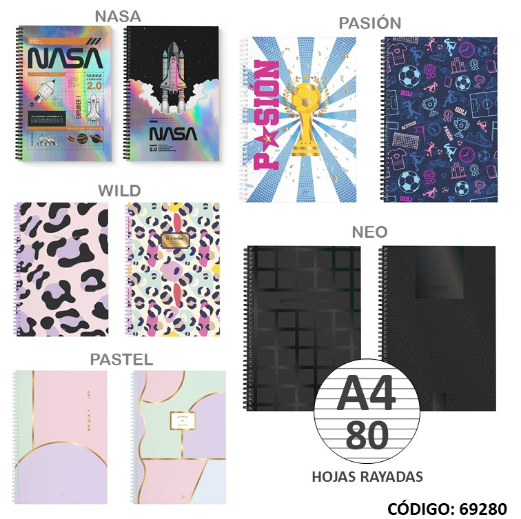 CUADERNO A4 SEMIRRIGIDO F.W. ===x80hjs. (L69280)