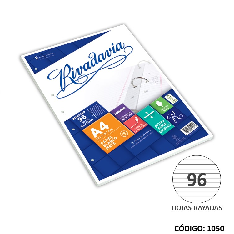 REPUESTO A4 RIVADAVIA RAYADO x 96h (L1050)