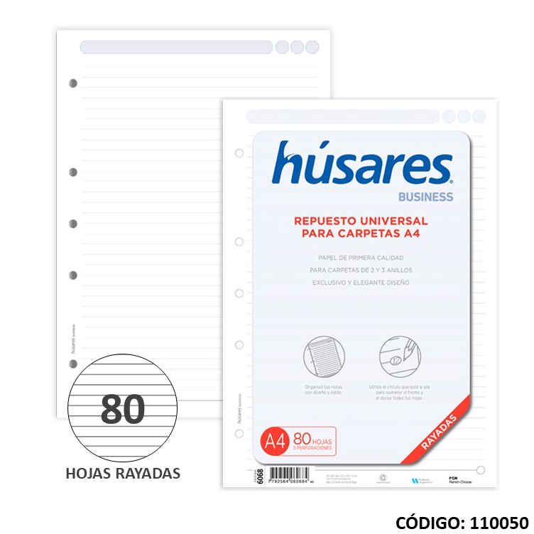 REPUESTO A4 HUSARES MULTISET RAYADO x 80hjs. (L110050)
