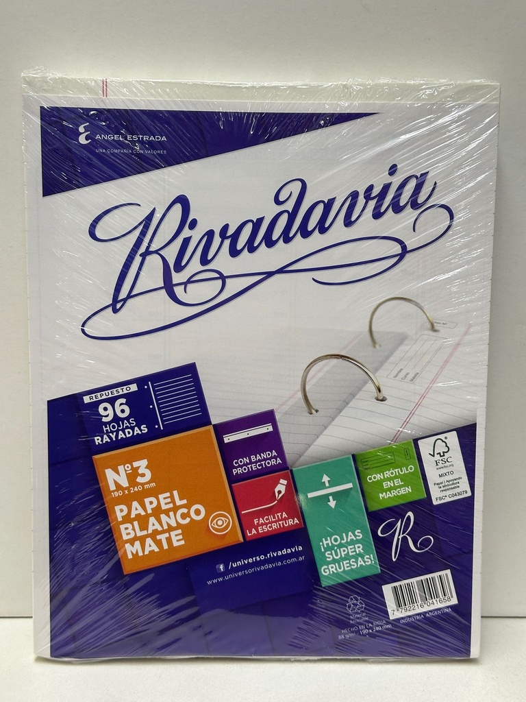 REPUESTO N3 RIVADAVIA RAYADO x 96hjs (L1330)