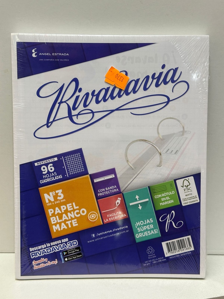 REPUESTO N3 RIVADAVIA CUADRICULADO x 96hjs. (L1370)