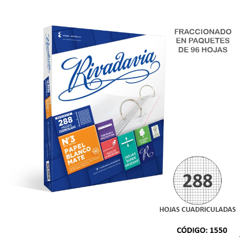 REPUESTO N3 RIVADAVIA CUADRICULADO x288hjs. (L1550)