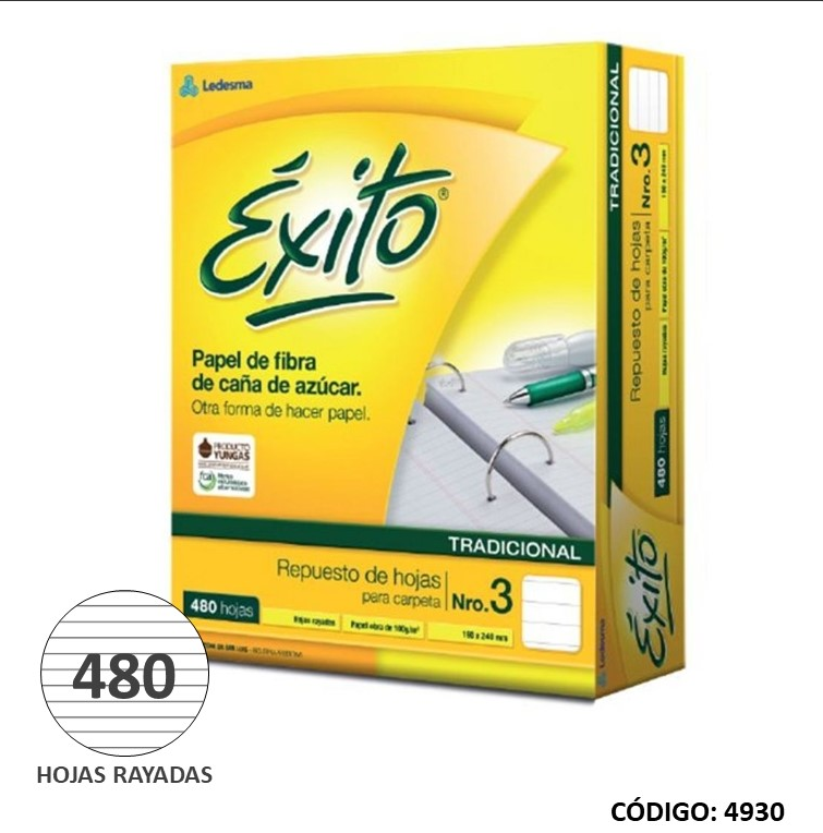 REPUESTO N3 EXITO ECOLOGICO RAYADO x480hjs. (L4930)