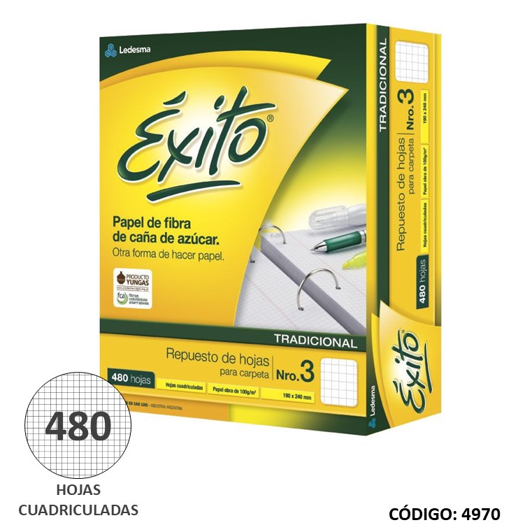 REPUESTO N3 EXITO ECOLOGICO CUADRICULADO x480hjs. (L4970)