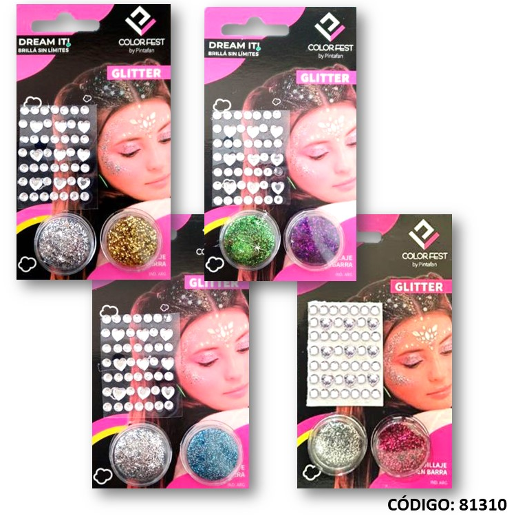 MAQUILLAJE PASTILLAS PINTAFAN X2 UNIDADES + STRASS (L81310)
