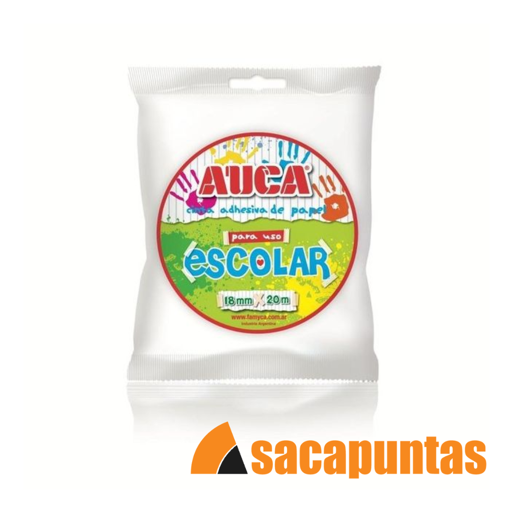 CINTA ADHESIVA AUCA PAPEL ESCOLAR 18 MM x 20 METROS (L266060)