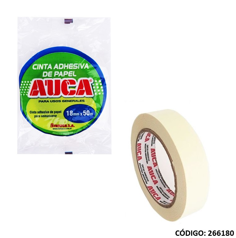 CINTA ADHESIVA PAPEL AUCA 18 MM x 50 METROS (L266180)