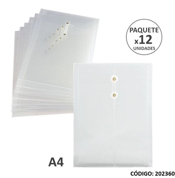 SOBRES POLIPROPILENO CON HILO A4 (L202360)