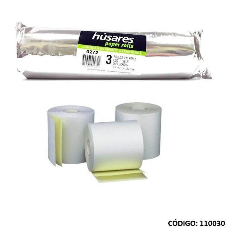ROLLOS QUIMICOS DUPLICADO 76x26m x3u ECO HUSARES (L110030)