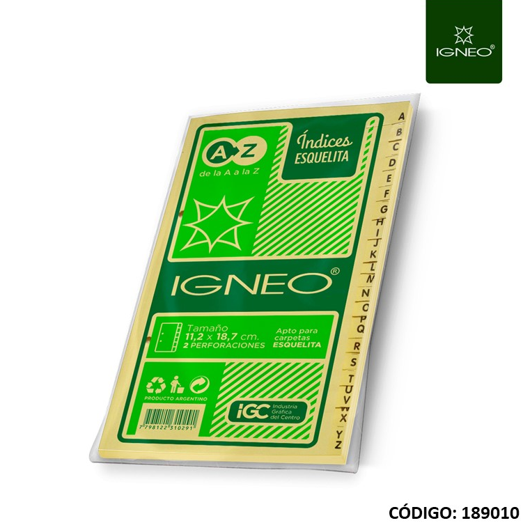 INDICE IGNEO 501 PARA CARPETA ESQUELITA (L189010)