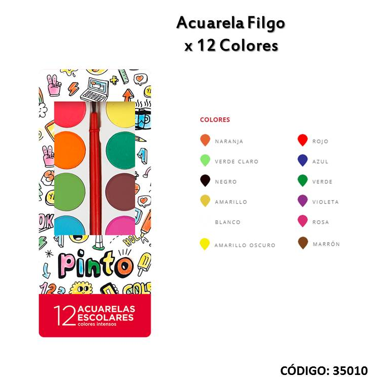 ACUARELA FILGO PINTO x 12 COLORES (L35010)