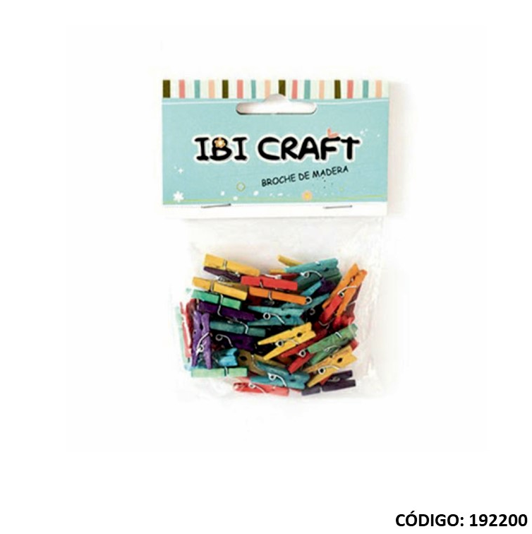 BROCHE MADERA IBI CRAFT 25mm. COLOR  X 50 UNIDADES (L192200)