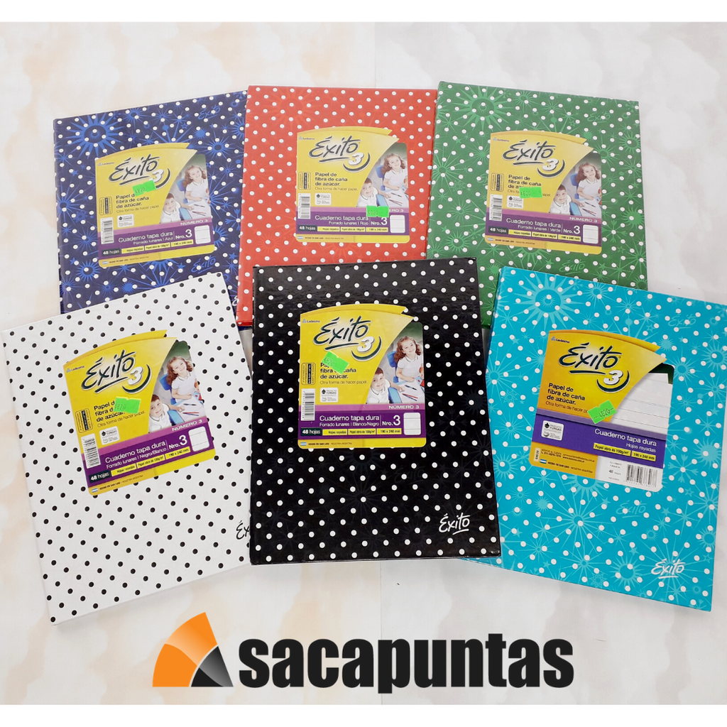 CUADERNO 3 EXITO  TAPA DURA LUNARES RAYADO x48hjs. (L4820)