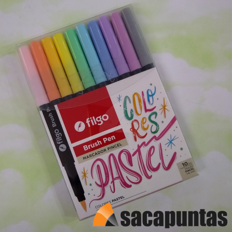 FIBRA FILGO PINCEL TRAZO GRUESO PASTEL X10 COLORES (L35430)