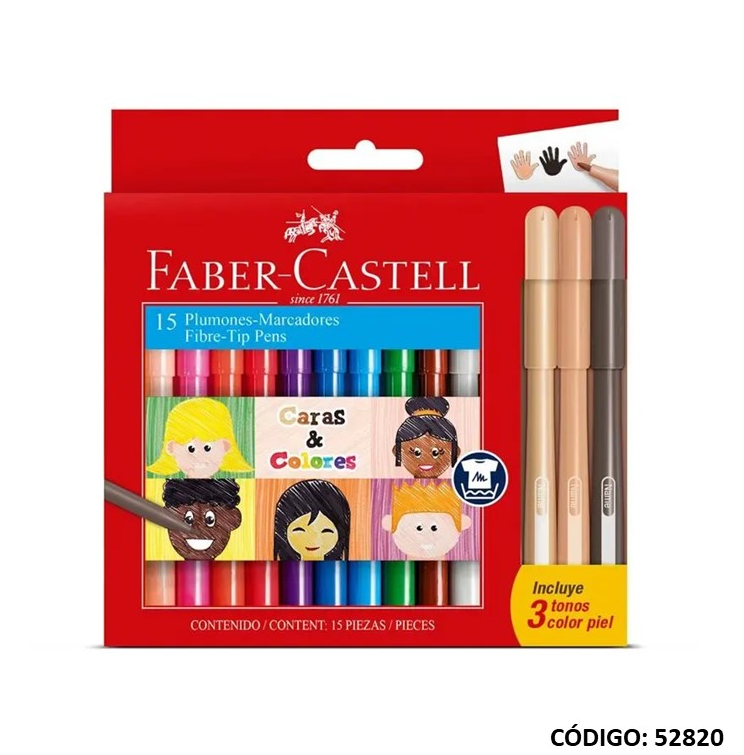 FIBRA FABER CASTELL FIESTA X15 COLORES LARGAS  (L52820)