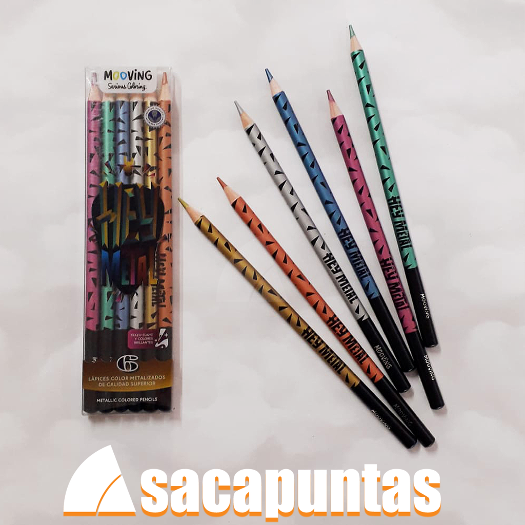 LAPICES DE COLOR MOOVING METALIZADOS COLORING x  6  (L19390)