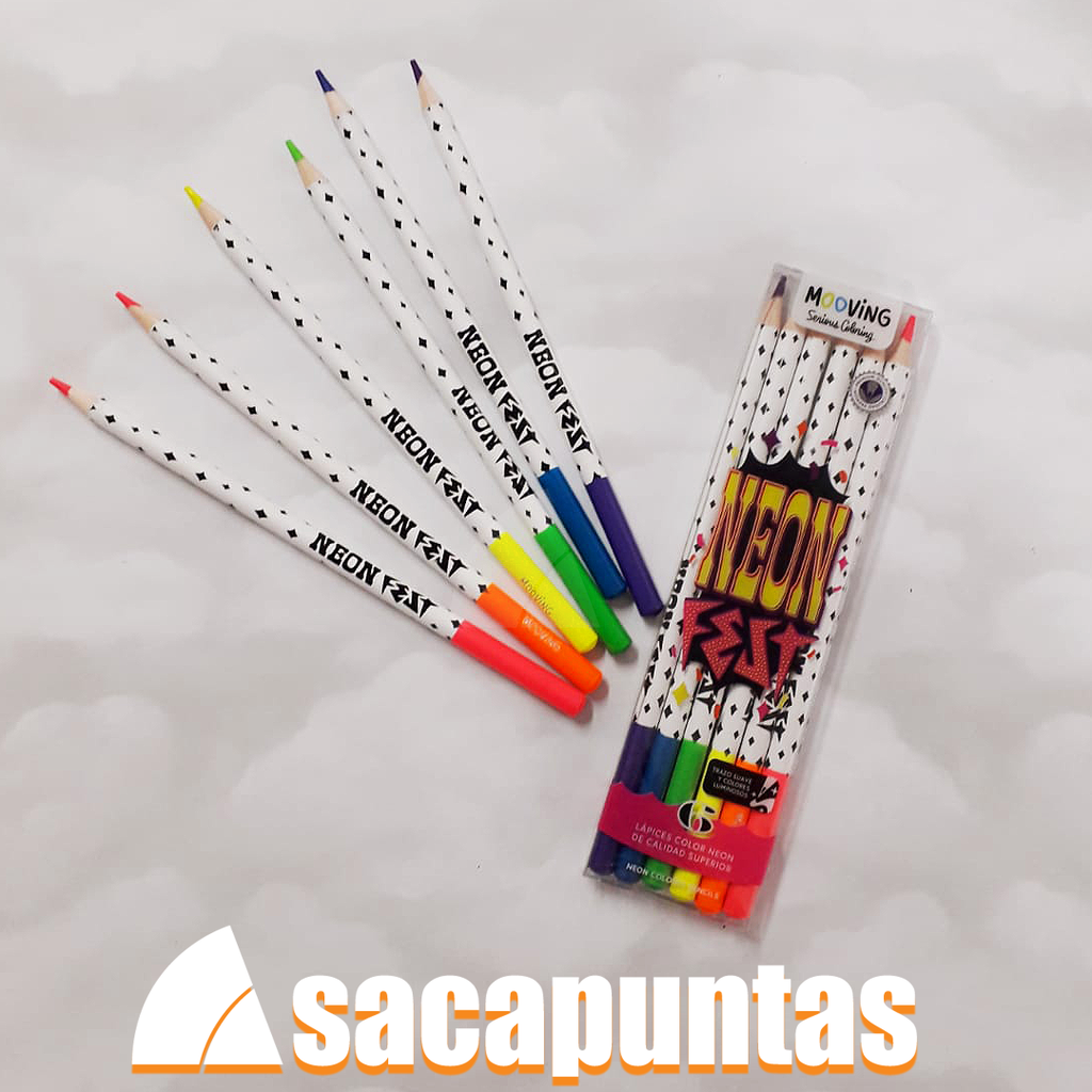 LAPICES DE COLOR MOOVING NEON COLORING x 6  (L19392)