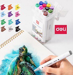 MARCADOR DELI DOBLE PUNTA BOX X12 COLORES (L21390)