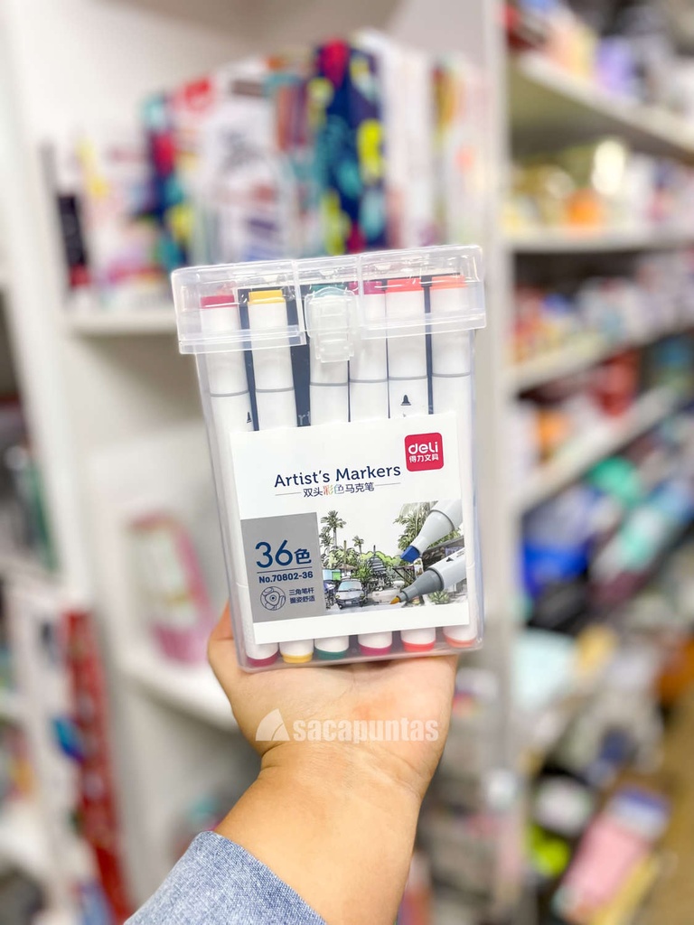 MARCADOR DELI DOBLE PUNTA BOX X36 COLORES (L21392)