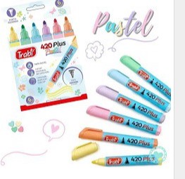 MARCADOR TRABI 420 PASTEL X6 COLORES AL AGUA (L20671)