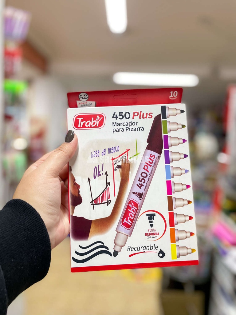 MARCADOR TRABI 450 PIZARRA X10 COLORES (L21437)