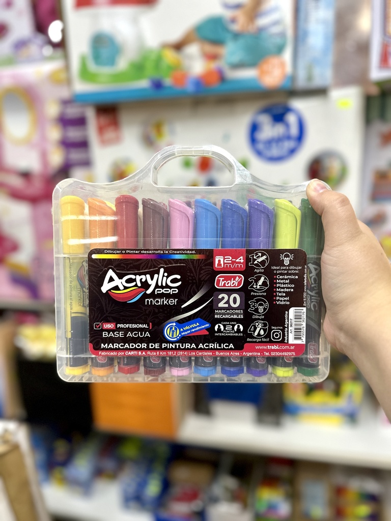 MARCADOR TRABI ACRILYCPOP  VALIJA X20 COLORES (L21425)