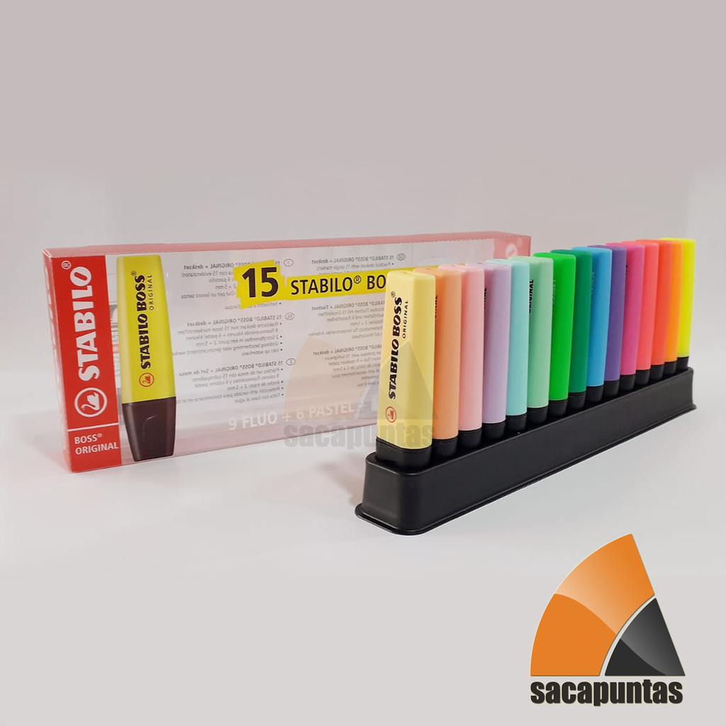 RESALTADOR STABILO BOSS ESTUCHE X 15 COLORES (S4513)