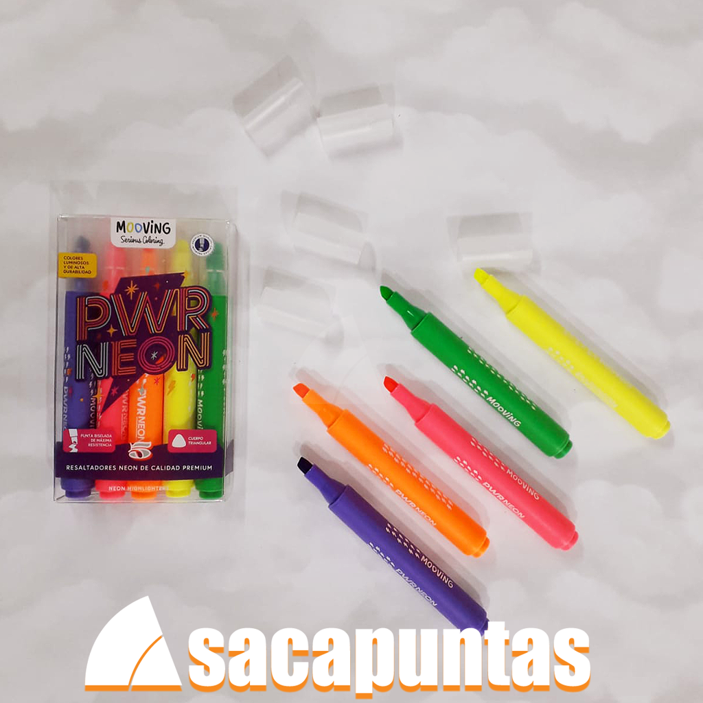 RESALTADOR MOOVING COLORING NEON x 5 COLORES (L19217)