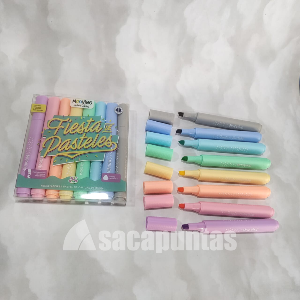 RESALTADOR MOOVING COLORING PASTEL x 8 COLORES (L19219)
